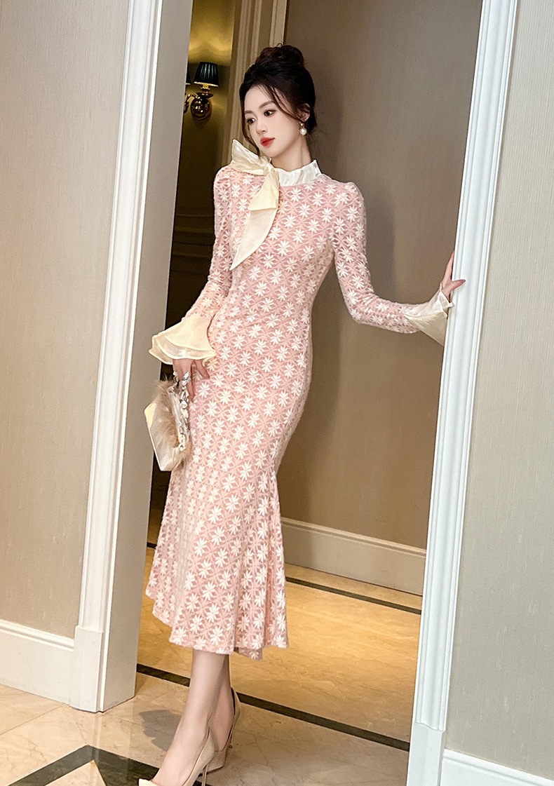 【JY.上品】 2025秋冬新品 優しい マーメイド リボン ドレス パーティー キャバ 大人 同窓会 披露宴 卒業式 結婚式 演奏会 ウェディング 二次会 メガ割