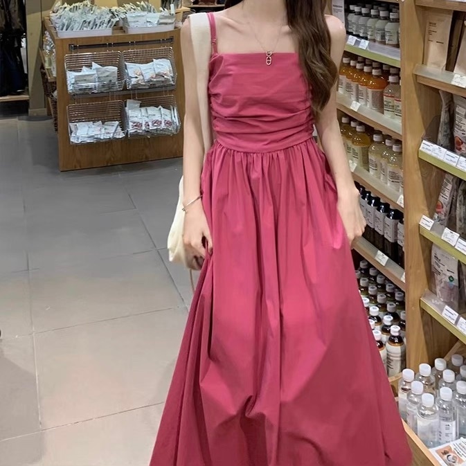 レディース ワンピース フレア マキシ 袖なし ノースリーブ Aライン フェミニン リボン ウエストマーク ハイウエスト かわいい 大人可愛い きれいめ シンプル 上品 おしゃれ レトロ こなれ感