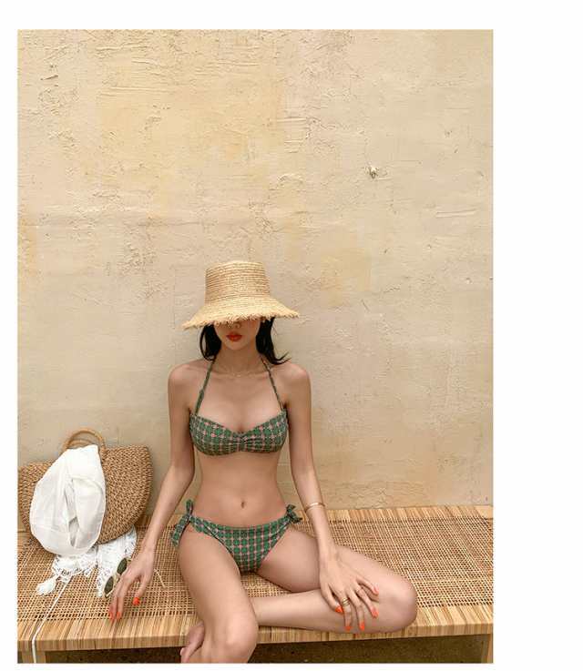 ホルターネック ビキニ 水着 レディース 紐ビキニ セパレート 胸元 谷間 谷間魅せ 盛れる セット 上下セット 2点セット ツーピース 可愛