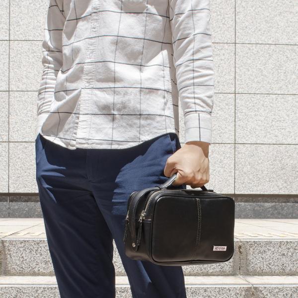 セカンドバッグ メンズ ハンドバッグ ダブルファスナー スクエア