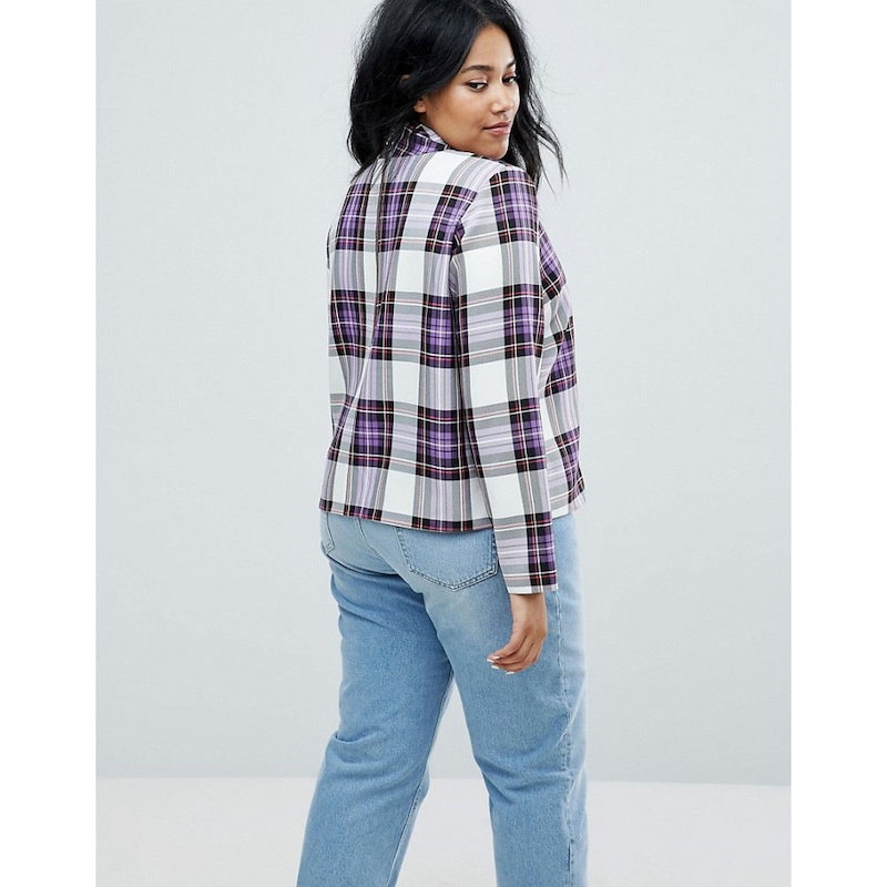 エイソス レディース トップス【ASOS CURVE Funnel Neck Check Top】Check print エイソス レディース トップス【ASOS CURVE Funnel Neck Check Top】Check print