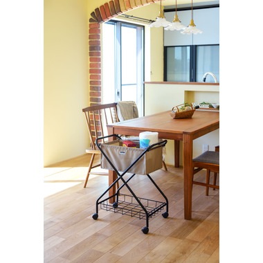 バスケットワゴン 折りたたみ キャスター付き ランドリー キッチン サイドワゴン 棚付き スチール グリーン ベージュ ブラック MIP-83