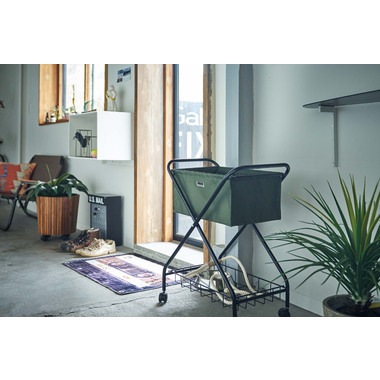 バスケットワゴン 折りたたみ キャスター付き ランドリー キッチン サイドワゴン 棚付き スチール グリーン ベージュ ブラック MIP-83