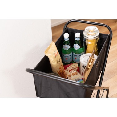 バスケットワゴン 折りたたみ キャスター付き ランドリー キッチン サイドワゴン 棚付き スチール グリーン ベージュ ブラック MIP-83