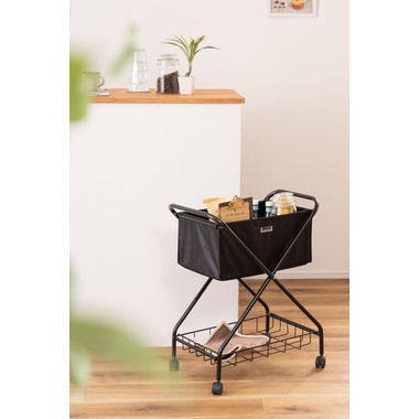 バスケットワゴン 折りたたみ キャスター付き ランドリー キッチン サイドワゴン 棚付き スチール グリーン ベージュ ブラック MIP-83