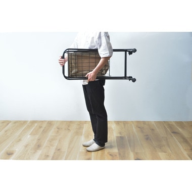 バスケットワゴン 折りたたみ キャスター付き ランドリー キッチン サイドワゴン 棚付き スチール グリーン ベージュ ブラック MIP-83