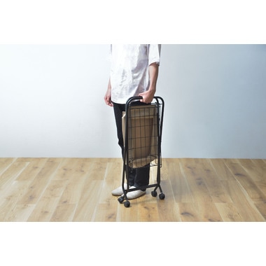 バスケットワゴン 折りたたみ キャスター付き ランドリー キッチン サイドワゴン 棚付き スチール グリーン ベージュ ブラック MIP-83