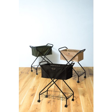 バスケットワゴン 折りたたみ キャスター付き ランドリー キッチン サイドワゴン 棚付き スチール グリーン ベージュ ブラック MIP-83