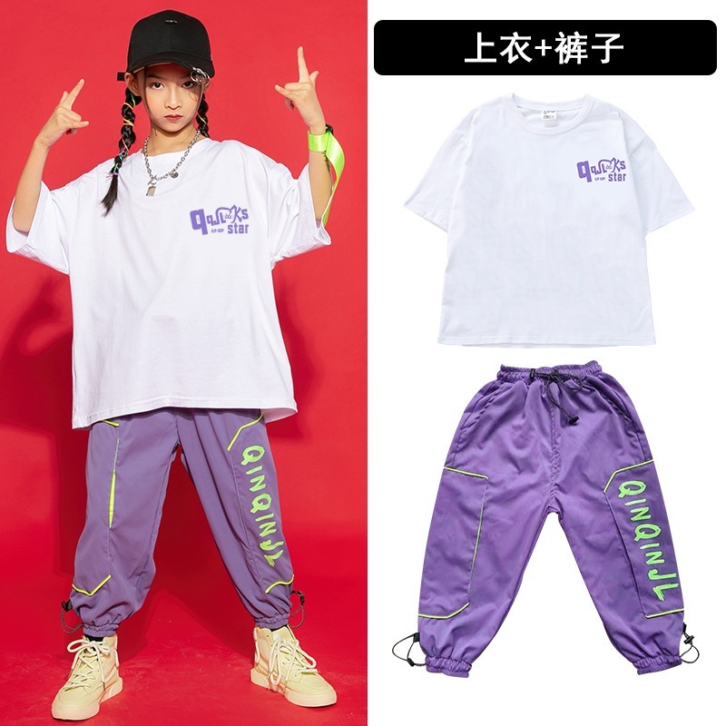 子供ダンス服女の子ゆったり運動服ヒップホップスーツ男の子ヒップホップジャズダンスパフォーマンス服トレンド
