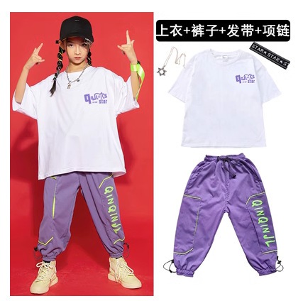 子供ダンス服女の子ゆったり運動服ヒップホップスーツ男の子ヒップホップジャズダンスパフォーマンス服トレンド