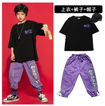 子供ダンス服女の子ゆったり運動服ヒップホップスーツ男の子ヒップホップジャズダンスパフォーマンス服トレンド