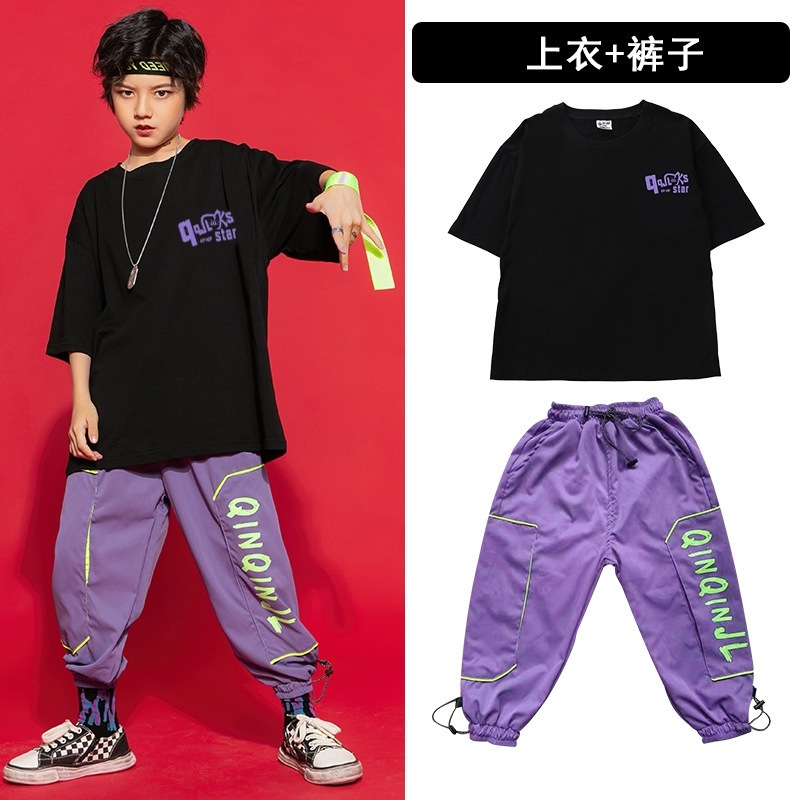子供ダンス服女の子ゆったり運動服ヒップホップスーツ男の子ヒップホップジャズダンスパフォーマンス服トレンド