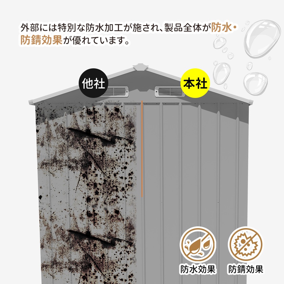 【当日出荷/141】【可動棚なし】物置 屋外 スチール 倉庫 床材補強フレーム付き 戸外収納庫 幅173*奥行き107*高193 物置き おしゃれ 大型 収納庫 屋外物置 防さび ベランダ 防水 ドア_17