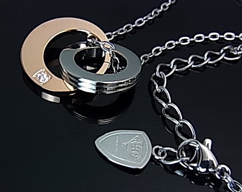 LION HEART/ステンレスアクセ レディース 2連リングトップ ネックレス 04N153SL LION HEART/ステンレスアクセ レディース 2連リングトップ ネックレス 04N153SL