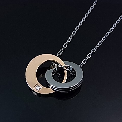 LION HEART/ステンレスアクセ レディース 2連リングトップ ネックレス 04N153SL LION HEART/ステンレスアクセ レディース 2連リングトップ ネックレス 04N153SL