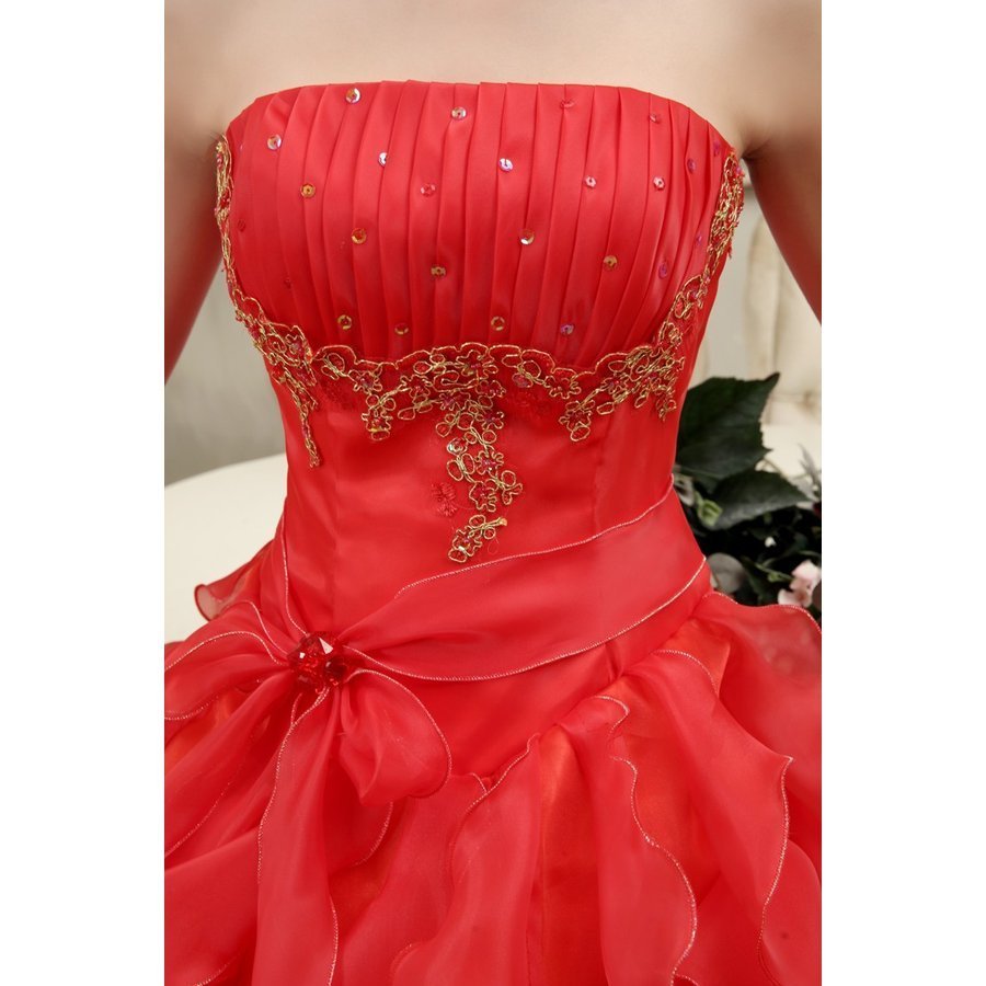 ウェディングドレス カラードレス 赤 演奏会 安い パーティードレス 披露宴 二次会 ロングドレス