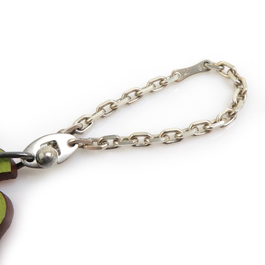 エルメス HERMES チャーム クローバー レザー/シルバー925 グリーン/オレンジ/シルバー ユニセックス e60790n