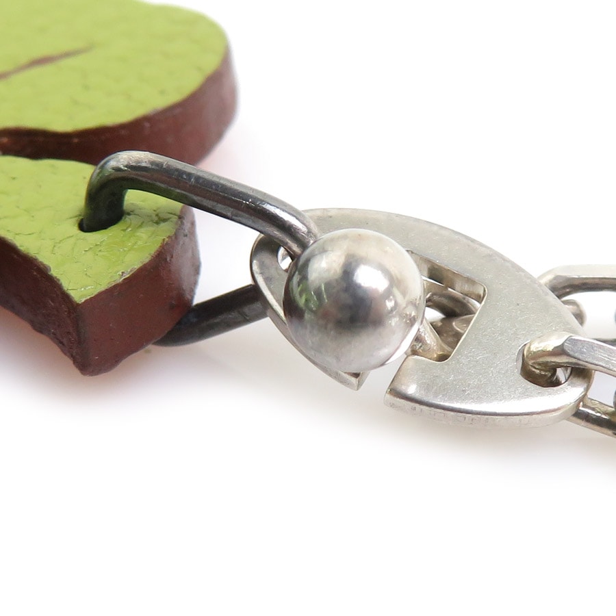 エルメス HERMES チャーム クローバー レザー/シルバー925 グリーン/オレンジ/シルバー ユニセックス e60790n