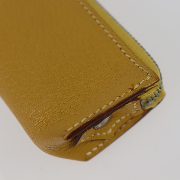 HERMES エルメス ペンケース - ピッコロ シェーブル イエロー系 シルバー金具 筆箱 小物入れ L刻印 本物保証 中古