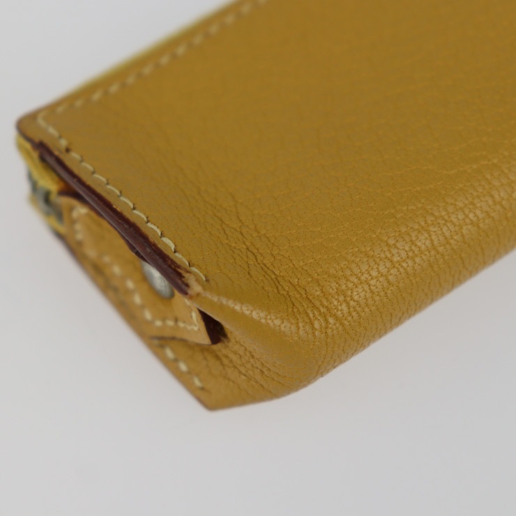 HERMES エルメス ペンケース - ピッコロ シェーブル イエロー系 シルバー金具 筆箱 小物入れ L刻印 本物保証 中古
