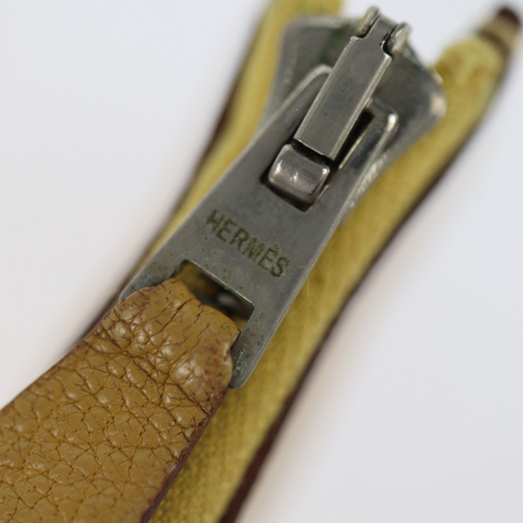 HERMES エルメス ペンケース - ピッコロ シェーブル イエロー系 シルバー金具 筆箱 小物入れ L刻印 本物保証 中古