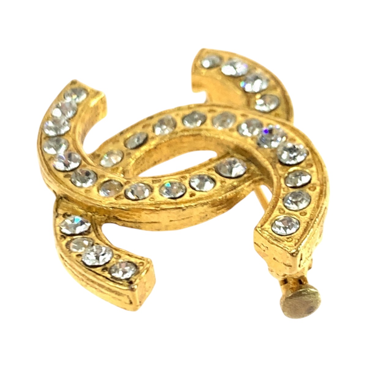 ヴィンテージ ココマーク ラインストーン ゴールド メッキ ブローチ レディース 504283