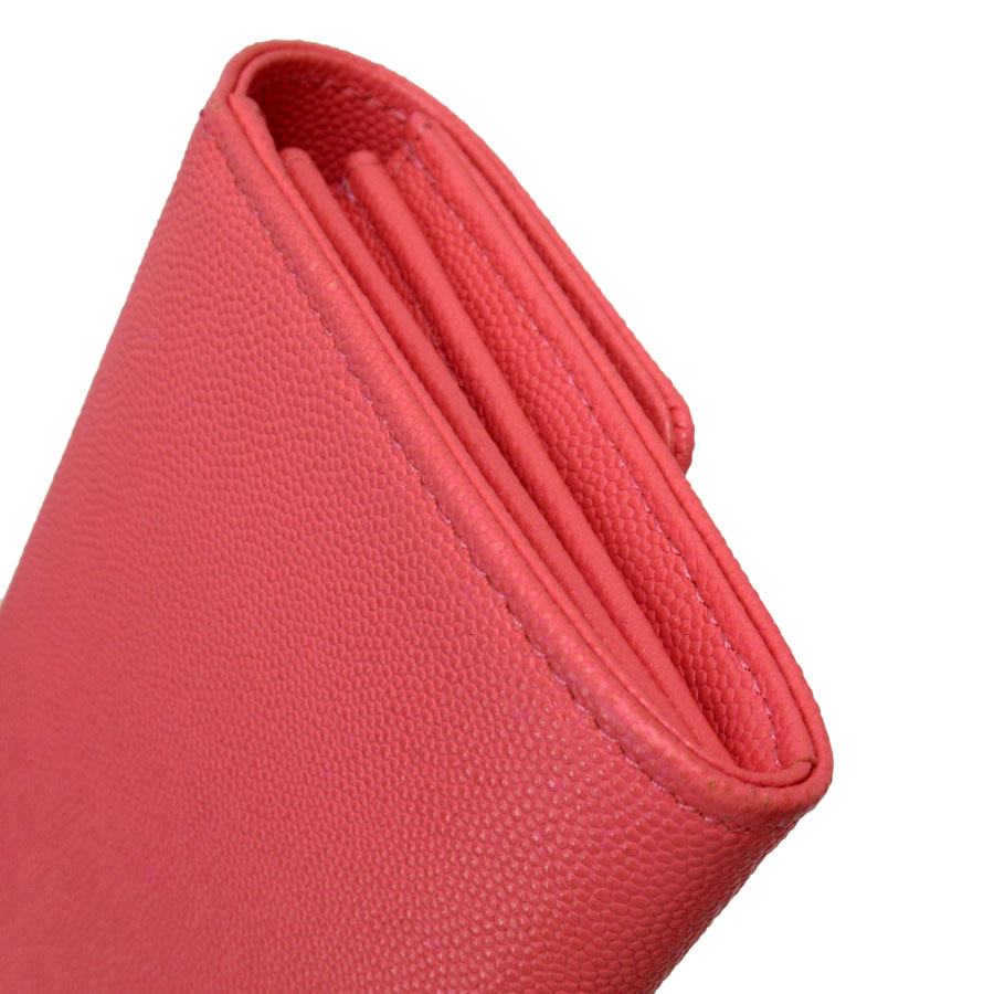 シャネル CHANEL 長財布 ココマーク キャビアスキンレザー ピンク レディース w0655a