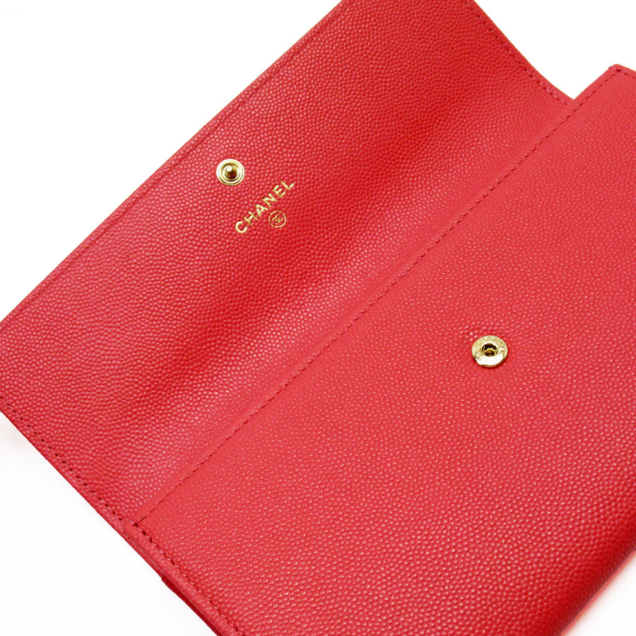 シャネル CHANEL 長財布 ココマーク キャビアスキンレザー ピンク レディース w0655a