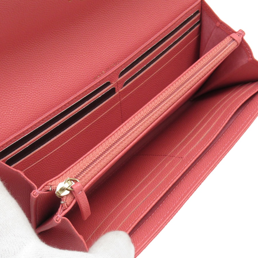 シャネル CHANEL 長財布 ココマーク キャビアスキンレザー ピンク レディース w0655a