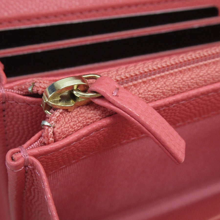 シャネル CHANEL 長財布 ココマーク キャビアスキンレザー ピンク レディース w0655a