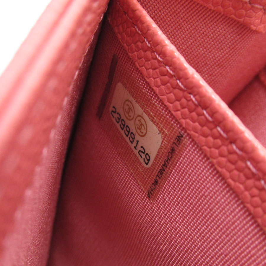 シャネル CHANEL 長財布 ココマーク キャビアスキンレザー ピンク レディース w0655a