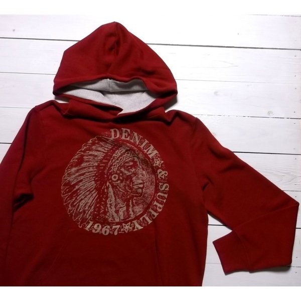 LA直輸入 デニム＆サプライ メンズ プリント スウェットパーカ レッド print sweat parka ラルフ 013