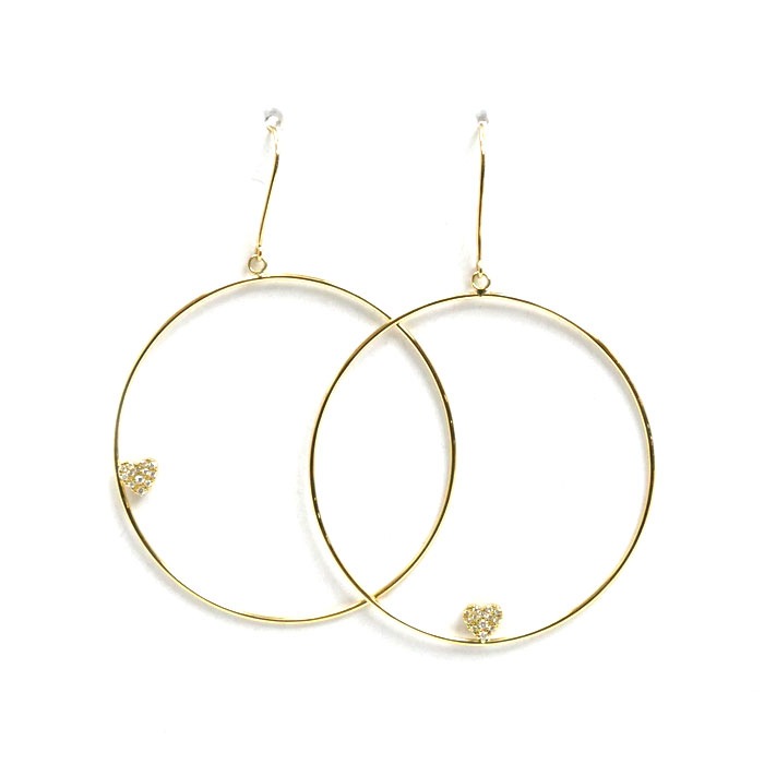 AHKAH アーカー K18YG イエローゴールド ハートパヴェデュオ フープ ダイヤ ピアス AK1465010400 ダイヤモンド0.03ct/0.03ct 2.4g レディース 中古 AHKAH アーカー K18YG イエローゴールド ハートパヴェデュオ フープ ダイヤ ピアス AK1465010400 ダイヤモンド0.03ct/0.03ct 2.4g レディース 中古