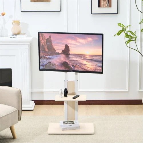 【安心保証】テレビスタンド キャスター付き 壁寄せ ロータイプ 耐震 テレビ台 WALL 単品 棚板 セット テレビ 対応 首振り 調整 壁掛け風 おしゃれ シンプル 白 木目 回転 移動式 TV台