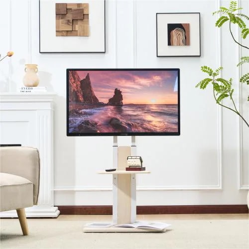 【安心保証】テレビスタンド キャスター付き 壁寄せ ロータイプ 耐震 テレビ台 WALL 単品 棚板 セット テレビ 対応 首振り 調整 壁掛け風 おしゃれ シンプル 白 木目 回転 移動式 TV台