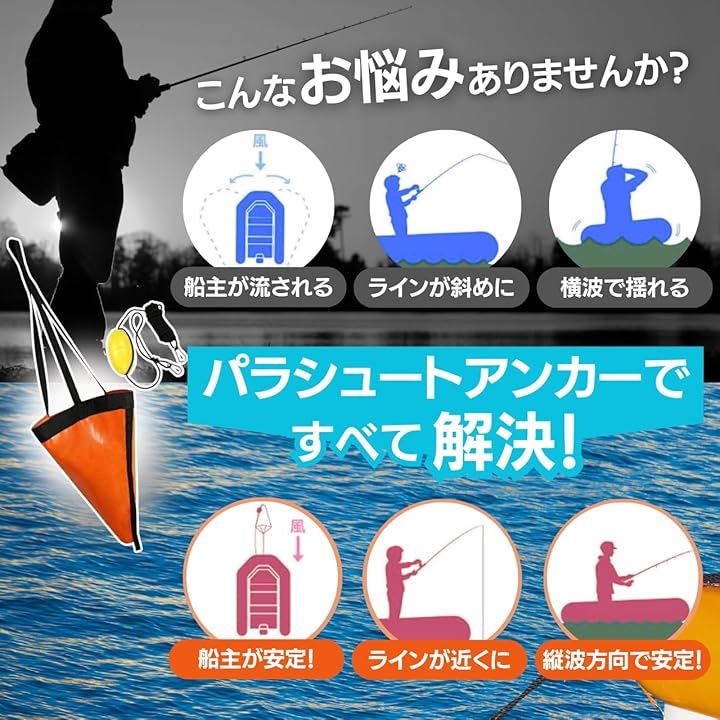 パラシュートアンカー シーアンカー セット 海釣り カヤック フィッシング SUP サップ 手漕ぎボート(オレンジ, L) パラシュートアンカー シーアンカー セット 海釣り カヤック フィッシング SUP サップ 手漕ぎボート(オレンジ, L)