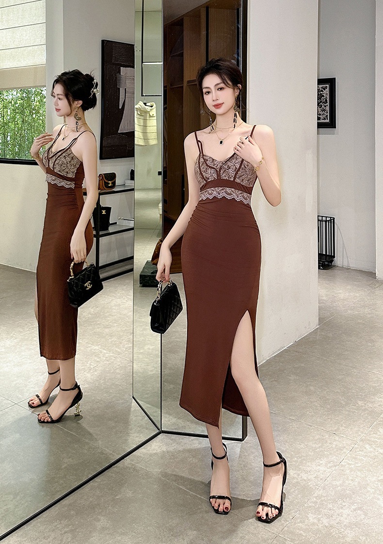 JY.上品 キャミワンピース Vネック スリット タイト ドレス パーティー 着痩せ 大人 お呼ばれ 同窓会 披露宴 卒業式 結婚式 ウェディング 二次会 成人式