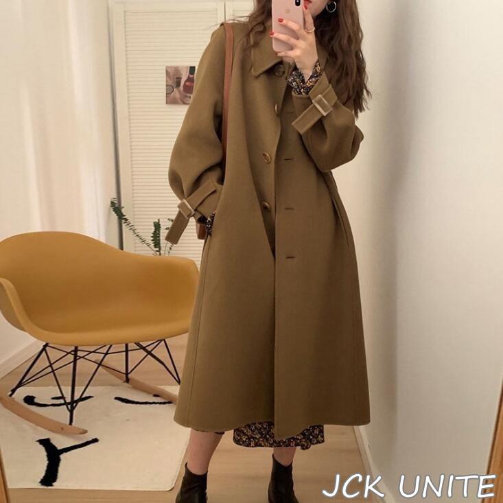 万能流行感チェスターコートロングコートレディースロング丈ジャケットアウタートップスオーバーサイズスリットコート長袖あったか厚秋冬
