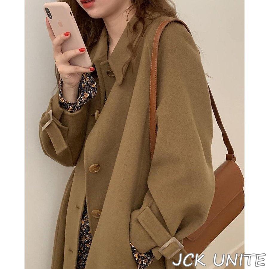 万能流行感チェスターコートロングコートレディースロング丈ジャケットアウタートップスオーバーサイズスリットコート長袖あったか厚秋冬