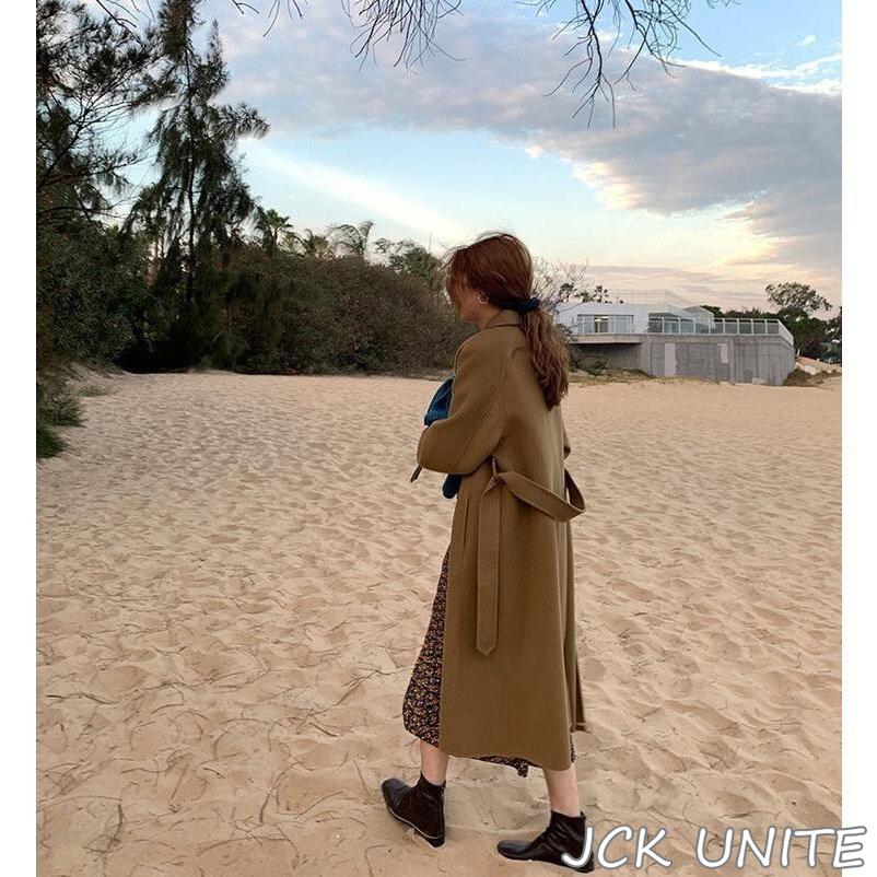万能流行感チェスターコートロングコートレディースロング丈ジャケットアウタートップスオーバーサイズスリットコート長袖あったか厚秋冬