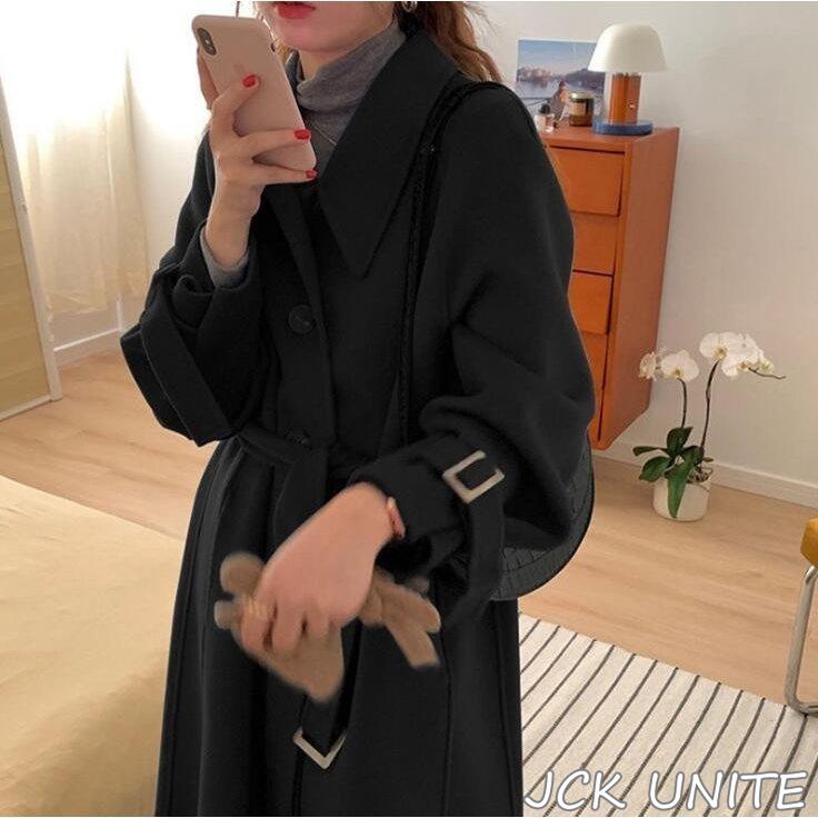 万能流行感チェスターコートロングコートレディースロング丈ジャケットアウタートップスオーバーサイズスリットコート長袖あったか厚秋冬