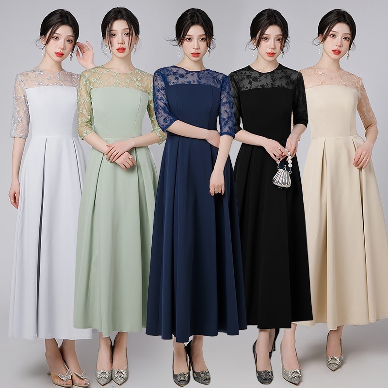 ドレス 2025 パーティー ウェディング フォーマル イブニングドレス ワンピース ロングドレス レース 優雅 エレガント 韓国風 結婚式 前撮り 演奏会 発表会 卒業式 成人式 花嫁