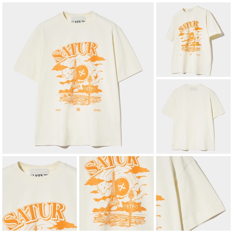 【SATUR】 PARIS METRO GRAPHIC T-SHIRT : CREAM ORANGE