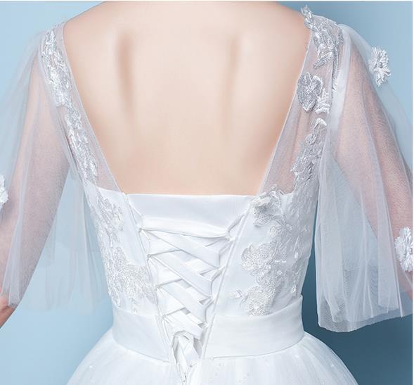 ホワイト ウェディングドレス ウェディングドレス チャイナドレス風 フリル袖 Aライン 編み上げタイプ 撮影 披露宴 結婚式 演奏会 海外挙式ドレス パーティードレス 花嫁 ホワイト ウェディングドレス ウェディングドレス チャイナドレス風 フリル袖 Aライン 編み上げタイプ 撮影 披露宴 結婚式 演奏会 海外挙式ドレス パーティードレス 花嫁