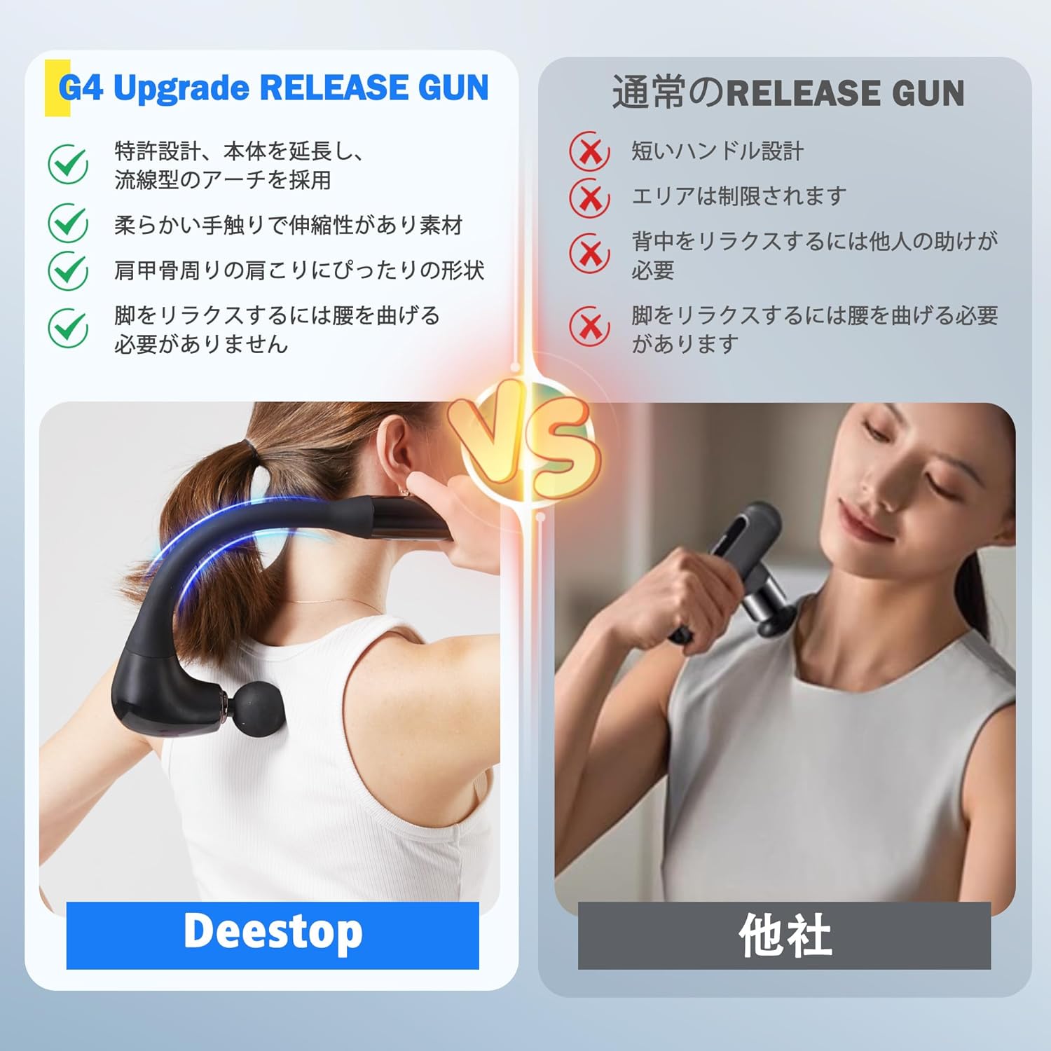 【弾力性アーム実用性特許】Deestop 背中リリースガン 筋膜リリースガン ハンディガン 5段階強力振動 超軽量 全身リフレッシュ Type-C急速充電 静音 4個ヘッド付属 クリスマスプレゼント 【弾力性アーム実用性特許】Deestop 背中リリースガン 筋膜リリースガン ハンディガン 5段階強力振動 超軽量 全身リフレッシュ Type-C急速充電 静音 4個ヘッド付属 クリスマスプレゼント