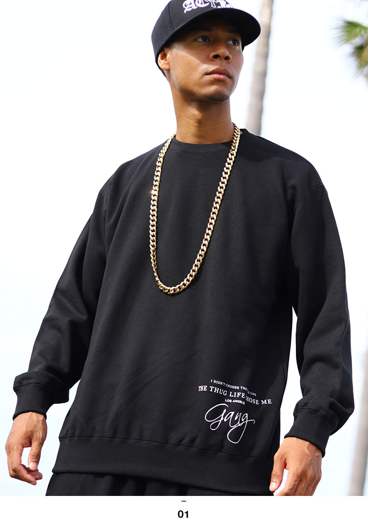 ACE FLAG トレーナー ブランド 長袖 スウェット 裏パイル メンズ 春秋冬用 黒 大きいサイズ エースフラッグ トップス シンプル Thug Life ACE