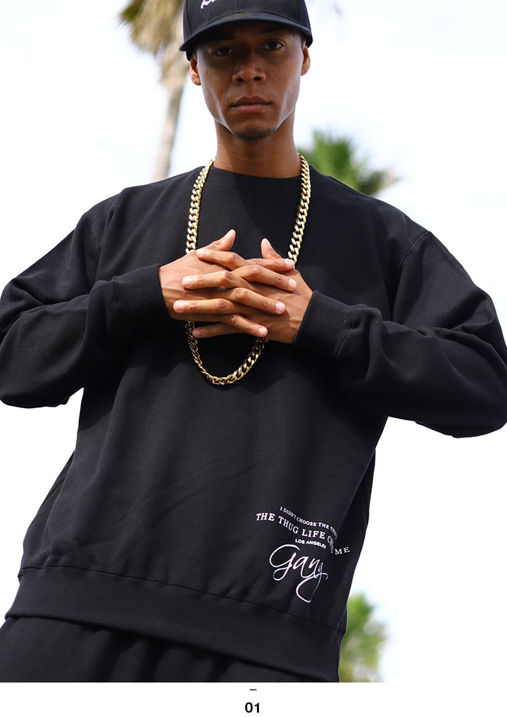 ACE FLAG トレーナー ブランド 長袖 スウェット 裏パイル メンズ 春秋冬用 黒 大きいサイズ エースフラッグ トップス シンプル Thug Life ACE