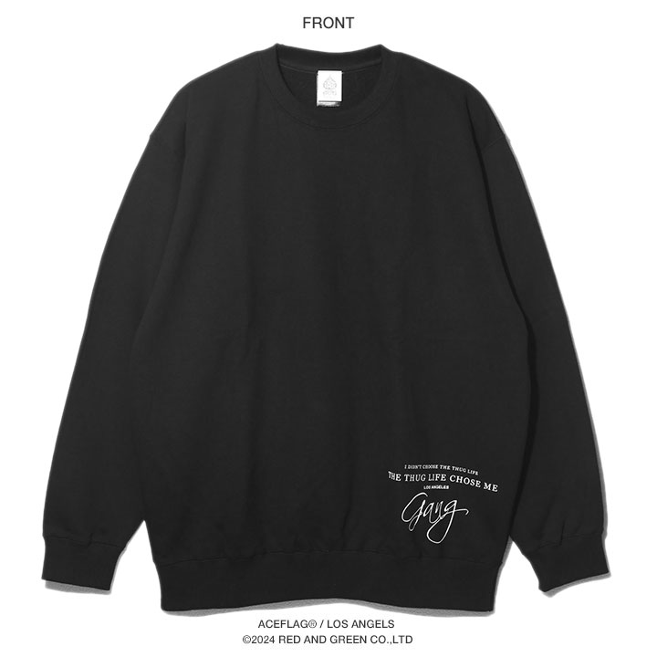 ACE FLAG トレーナー ブランド 長袖 スウェット 裏パイル メンズ 春秋冬用 黒 大きいサイズ エースフラッグ トップス シンプル Thug Life ACE