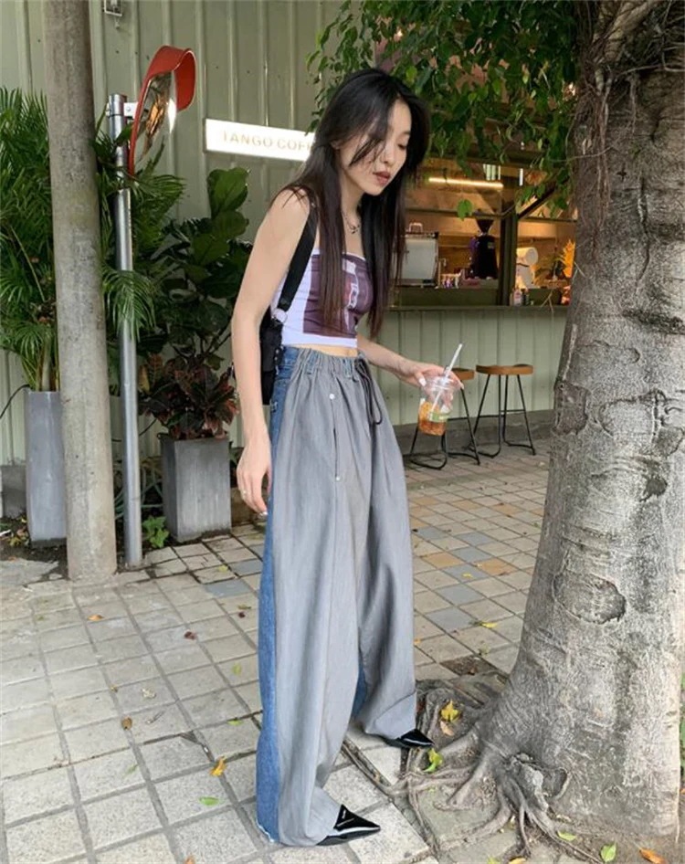 韓国ファッション カジュアルパンツ ロングパンツ 快適である ジーンズ スリム ストリート トレンド 怠惰な風 気質 母の日 プレゼント