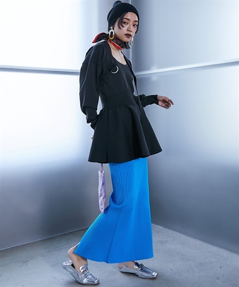 unimediamニットブラキャミソール Qoo10 ニッセン ペプラムニットキャミソールチュニ チュニ